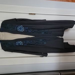 JOHNNY WAS JW LONG CARDIGAN JACKET COAT EMBROIDERY SMALL S